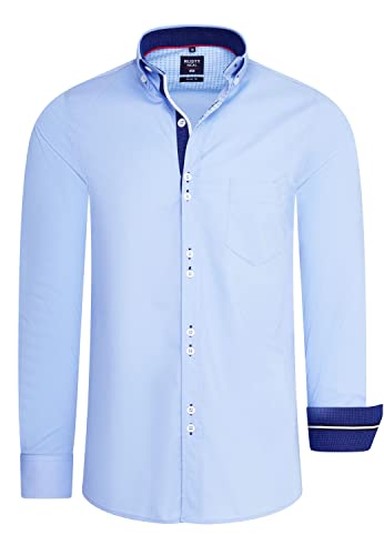 R-Neal Herren Business Hemd Stretch Langarm Hemden Kentkragen Büro-Hemd Freizeit-Hemd Hochzeit-Hemd S M L XL XXL 3XL 11022-30, Größe:2XL, Artikel/Farbe:Hell Blau 025 von R-Neal