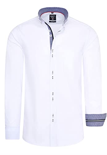 R-Neal Herren Business Hemd Stretch Langarm Hemden Kentkragen Büro-Hemd Freizeit-Hemd Hochzeit-Hemd S M L XL XXL 3XL 11022-30, Größe:2XL, Artikel/Farbe:Weiß 025 von R-Neal