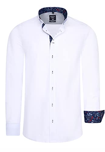 R-Neal Herren Business Hemd Stretch Langarm Hemden Kentkragen Büro-Hemd Freizeit-Hemd Hochzeit-Hemd S M L XL XXL 3XL 11022-30, Größe:2XL, Artikel/Farbe:Weiß 030 von R-Neal