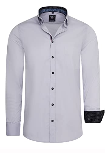 R-Neal Herren Business Hemd Stretch Langarm Hemden Kentkragen Büro-Hemd Freizeit-Hemd Hochzeit-Hemd S M L XL XXL 3XL 11022-30, Größe:3XL, Artikel/Farbe:Grau 022 von R-Neal