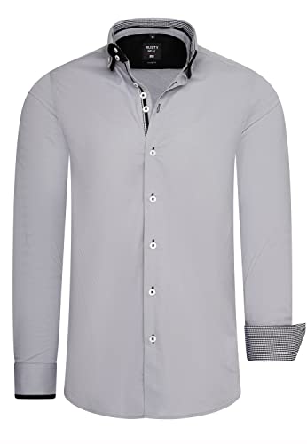 R-Neal Herren Business Hemd Stretch Langarm Hemden Kentkragen Büro-Hemd Freizeit-Hemd Hochzeit-Hemd S M L XL XXL 3XL 11022-30, Größe:3XL, Artikel/Farbe:Grau 028 von R-Neal