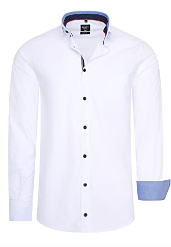 R-Neal Herren Business Hemd Stretch Langarm Hemden Kentkragen Büro-Hemd Freizeit-Hemd Hochzeit-Hemd S M L XL XXL 3XL 11022-30, Größe:3XL, Artikel/Farbe:Weiß 022 von R-Neal