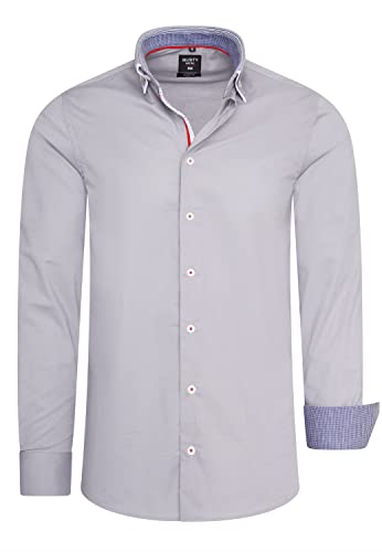 R-Neal Herren Business Hemd Stretch Langarm Hemden Kentkragen Büro-Hemd Freizeit-Hemd Hochzeit-Hemd S M L XL XXL 3XL 11022-30, Größe:L, Artikel/Farbe:Grau 023 von R-Neal