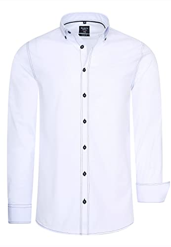 R-Neal Herren Business Hemd Stretch Langarm Hemden Kentkragen Büro-Hemd Freizeit-Hemd Hochzeit-Hemd S M L XL XXL 3XL 11022-30, Größe:L, Artikel/Farbe:Weiß 024 von R-Neal