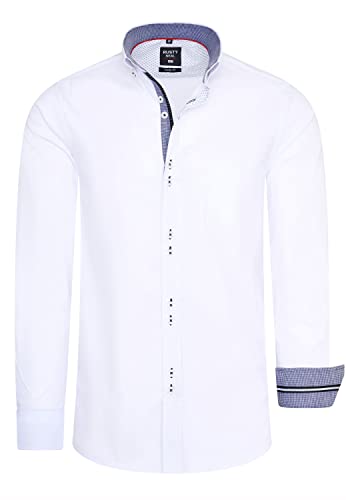 R-Neal Herren Business Hemd Stretch Langarm Hemden Kentkragen Büro-Hemd Freizeit-Hemd Hochzeit-Hemd S M L XL XXL 3XL 11022-30, Größe:M, Artikel/Farbe:Weiß 025 von R-Neal