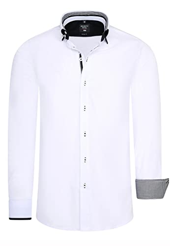 R-Neal Herren Business Hemd Stretch Langarm Hemden Kentkragen Büro-Hemd Freizeit-Hemd Hochzeit-Hemd S M L XL XXL 3XL 11022-30, Größe:M, Artikel/Farbe:Weiß 028 von R-Neal