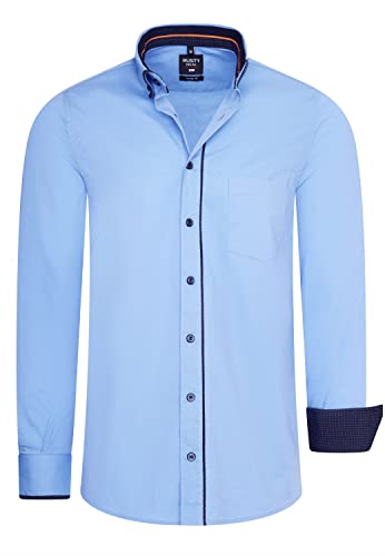 R-Neal Herren Business Hemd Stretch Langarm Hemden Kentkragen Büro-Hemd Freizeit-Hemd Hochzeit-Hemd S M L XL XXL 3XL 11022-30, Größe:XL, Artikel/Farbe:Blau 027 von R-Neal