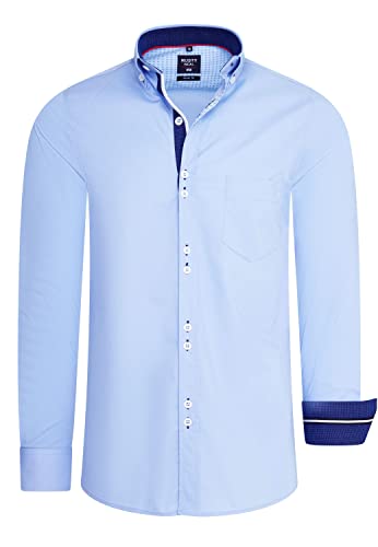 R-Neal Herren Business Hemd Stretch Langarm Hemden Kentkragen Büro-Hemd Freizeit-Hemd Hochzeit-Hemd S M L XL XXL 3XL 11022-30, Größe:XL, Artikel/Farbe:Hell Blau 025 von R-Neal
