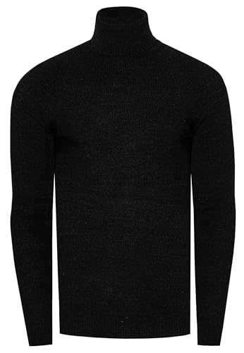 R-Neal Herren Fein-Strick Rollkragen-Pullover in Hochwertigen Aufmachung Business Pullover Steh-Kragen Pulli 351, Farbe:Schwarz, Größe:2XL von R-Neal