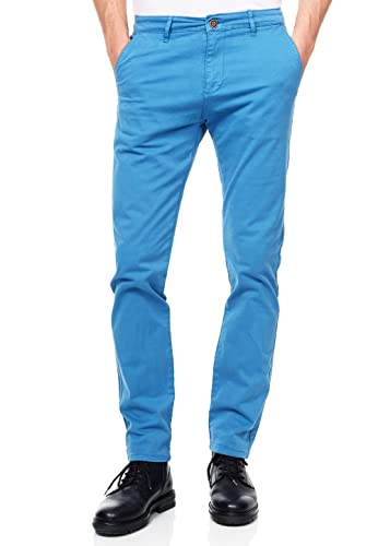 R-Neal Herren Hose Slim Fit Chino-Herren-Hose Stretch Pants L32 L34 Designer Hosen 232, Farbe:Blau, Hosengröße:32W / 32L von R-Neal