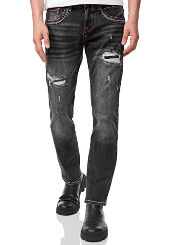 R-Neal Herren Jeans-Hose Regular Fit Kontrast-Naht Stretch-Cotton Freizeit-Hose 32er Schrittlänge Dicke-Naht 234/236/243, Hosengröße:34W / 32L, Denim Color:12-234-1 von R-Neal