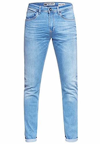 R-Neal Herren Jeans Hose Slim Fit Mel Light Blue Used Blau Stretch Freizeit Hose -6, Hosengröße:34W / 34L von R-Neal