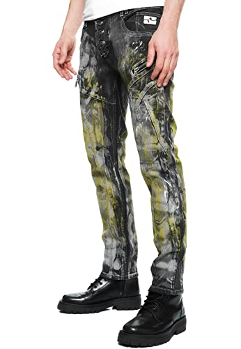 R-Neal Herren Jeans Hose Streetwear Stretch Cotton Destroyed Pants Biker Jeanshose Knopfleiste Vintage Used Clubwear Denim 237/239/240/241, Hosengröße:30W / 32L, Denim Color:12-239-1 von R-Neal