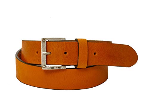 R-Neal Herren Leder-Gürtel Echt-Leder Gürtel 85 90 95 100 105 110 Lether Belt Streetwear Hosen-Gürtel Schwarz Cognac Navy Weiß 100% Leder, Größe:100, Artikel/Farbe:Cognac 4500 von R-Neal