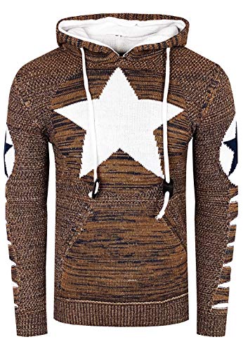 R-Neal Herren Pullover Kapuzenpullover Comic Stern Front Strickpullover 341, Größe:S, Knitwear:Camel/Weiß 341 R-Neal Herren Pullover Kapuzenpullover Comic Stern Front Strickpullover 341, Größe:S, Knitwear:Camel/Weiß 341 von R-Neal
