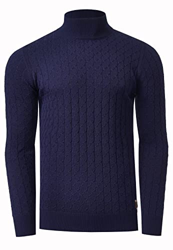 R-Neal Herren Stehkragen Strick Pullover Feinstrick & Grobstrick Strickpullover Langarm mit Individuellem Design 356/358/413/416/411, Größe:XXL, Knitwear:Marine 413 von R-Neal