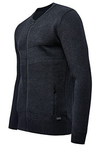 Herren Strickjacke mit Reißverschluss Grobstrick-Jacke Pullover mit Zipper Gerippter Strick Pullover 337, Farbe:Anthrazit, Größe:XL von R-Neal