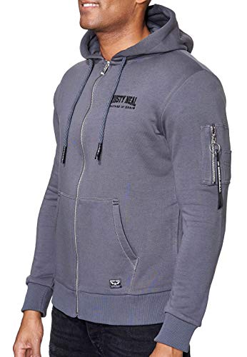 R-Neal Herren Sweatjacke Kapuzen-Sweatshirt Sweatshirt Zipper Langarm Kapuzenpullover 156, Farbe:Anthrazit, Größe:M von R-Neal