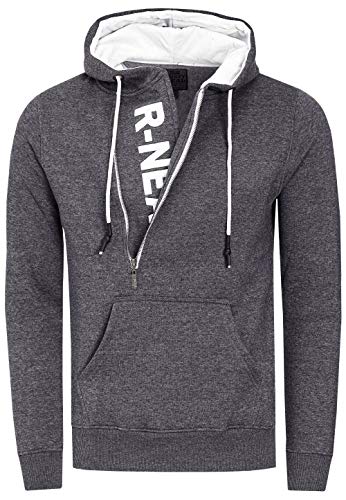 R-Neal Herren Sweatshirt Zipper Langarm Kapuzenpullover 7006, Farbe:Anthrazit, Größe:XL von R-Neal
