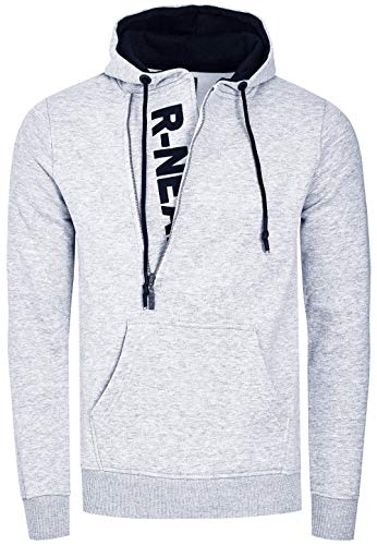 R-Neal Herren Sweatshirt Zipper Langarm Kapuzenpullover 7006, Farbe:Grau, Größe:2XL von R-Neal