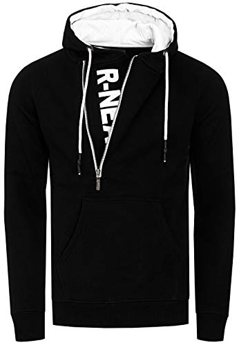 R-Neal Herren Sweatshirt Zipper Langarm Kapuzenpullover 7006, Farbe:Schwarz, Größe:M von R-Neal