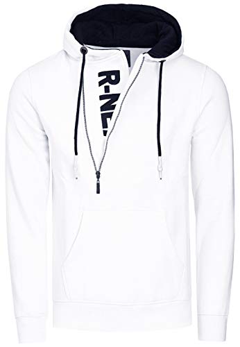 R-Neal Herren Sweatshirt Zipper Langarm Kapuzenpullover 7006, Farbe:Weiß, Größe:M von R-Neal