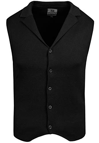 Herren Weste Strickweste Sakkoweste Strick Weste Pullunder Ärmellos Einfarbig mit Sakko Kragen R-40, Farbe:Schwarz, Größe:6XL von R-Neal