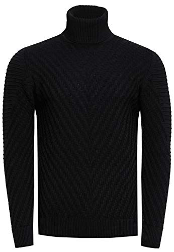 R-Neal Rollkragenpullover Herren Feinstrickpullover mit Stehkragen Langarm Fein-Strick Pulli Rollkragen-Ausschnitt für Männer 380, Farbe:Schwarz, Größe:3XL von R-Neal