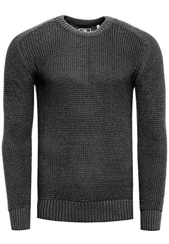 R-Neal Strickpullover Herren Basic Business Rundhalspullover Crew Neck Langarm Strick Pulli Rundhals-Ausschnitt für Männer 383, Farbe:Anthrazit, Größe:2XL von R-Neal