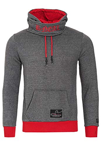 R-Neal Sweatshirt Herren Kapuzenpullover mit Verschluss Designer Langarm Sweater Men Hoody 9325, Farbe:Anthrazit, Größe:S von R-Neal