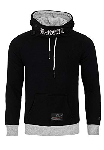R-Neal Sweatshirt Herren Kapuzenpullover mit Verschluss Designer Langarm Sweater Men Hoody 9325, Farbe:Schwarz, Größe:S von R-Neal