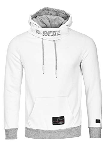 R-Neal Sweatshirt Herren Kapuzenpullover mit Verschluss Designer Langarm Sweater Men Hoody 9325, Farbe:Weiß, Größe:M von R-Neal