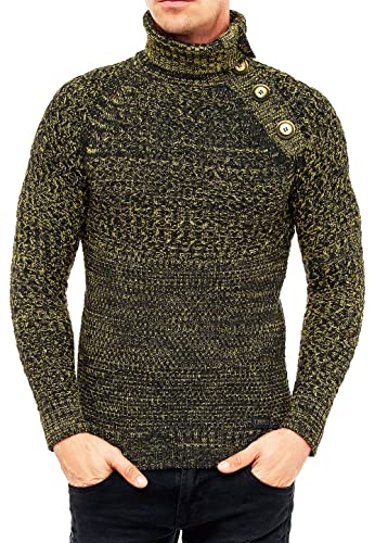 Rollkragen Winter Pullover mit Seitlicher Knopfleiste Schwerer Grobstrick Pullover mit Stehkragen Rolli S - 4XL 338, Farbe:Anthrazit, Größe:L von R-Neal