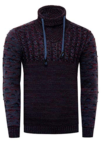 Rollkragenpullover Herren Stehkragen Pullover Rolli Hochkragen Strickpullover Rusty Neal Pulli Winter Kälte Schutz, Größe:2XL, Knitwear:Marine 366 von R-Neal