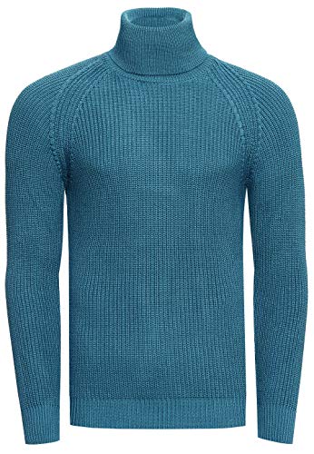 Rollkragenpullover Herren Stehkragen Pullover Rolli Hochkragen Strickpullover Rusty Neal Pulli Winter Kälte Schutz, Größe:2XL, Knitwear:Petrol 382 von R-Neal