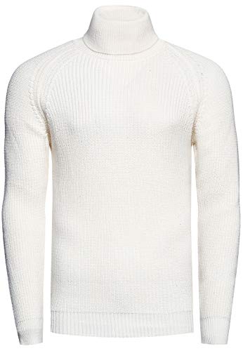 Rollkragenpullover Herren Stehkragen Pullover Rolli Hochkragen Strickpullover Rusty Neal Pulli Winter Kälte Schutz, Größe:2XL, Knitwear:Weiß 382 von R-Neal