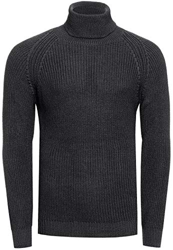 Rollkragenpullover Herren Stehkragen Pullover Rolli Hochkragen Strickpullover Rusty Neal Pulli Winter Kälte Schutz, Größe:3XL, Knitwear:Anthrazit 382 von R-Neal