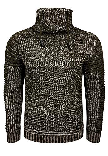 Rollkragenpullover Herren Stehkragen Pullover Rolli Hochkragen Strickpullover Rusty Neal Pulli Winter Kälte Schutz, Größe:3XL, Knitwear:Khaki 293 von R-Neal