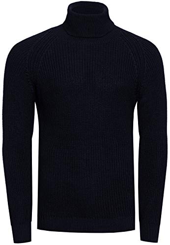 Rollkragenpullover Herren Stehkragen Pullover Rolli Hochkragen Strickpullover Rusty Neal Pulli Winter Kälte Schutz, Größe:3XL, Knitwear:Marine 382 von R-Neal