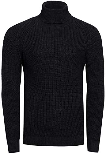 Rollkragenpullover Herren Stehkragen Pullover Rolli Hochkragen Strickpullover Rusty Neal Pulli Winter Kälte Schutz, Größe:3XL, Knitwear:Schwarz 382 von R-Neal