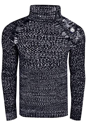 Rollkragenpullover Herren Stehkragen Pullover Rolli Hochkragen Strickpullover Rusty Neal Pulli Winter Kälte Schutz, Größe:L, Knitwear:Marine 338 von R-Neal