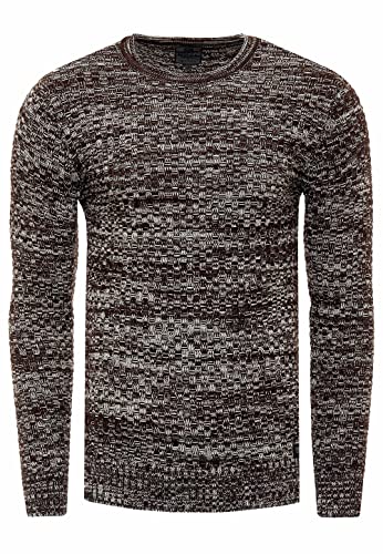 Rusty Neal Pullover Herren Strick Basic Rundhals Strickpullover Langarm Casual Knitwear Streetwear 331/386 / 325, Größe:3XL, Knitwear:Braun 331 von R-Neal