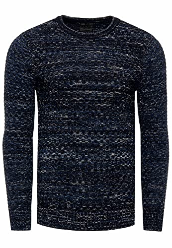 Rusty Neal Pullover Herren Strick Basic Rundhals Strickpullover Langarm Casual Knitwear Streetwear 331/386 / 325, Größe:3XL, Knitwear:Marine 331 von R-Neal