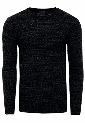 Rusty Neal Pullover Herren Strick Basic Rundhals Strickpullover Langarm Casual Knitwear Streetwear 331/386 / 325, Größe:L, Knitwear:Schwarz 331 von R-Neal