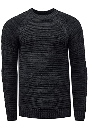 Rusty Neal Pullover Herren Strick Basic Rundhals Strickpullover Langarm Casual Knitwear Streetwear 331/386 / 325, Größe:XL, Knitwear:Schwarz 386 von R-Neal