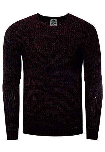 Streetwear Pullover Herren Strick Basic Rundhals Strickpullover Langarm Biker Schlicht Casual 357/365 / 367, Größe:3XL, Knitwear:Schwarz 365 von R-Neal