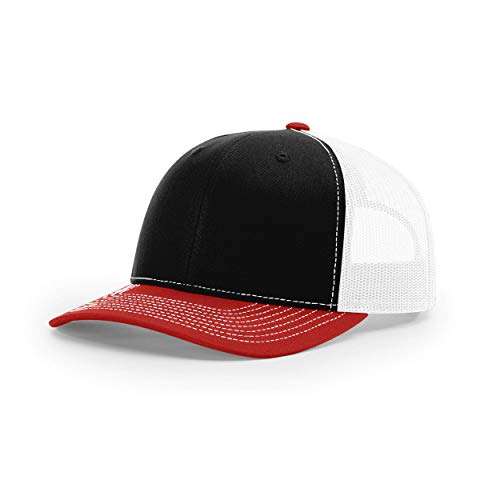 Richardson Unisex 112 Trucker Snapback Baseballkappe, schwarz/weiß/rot, Einheitsgröße von R RICHARDSON