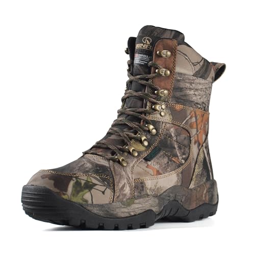 R RUNFUN Herren-Jagdstiefel, wasserdicht, leicht, 20,3 cm, Camouflage, isoliert, 200 g Thinsulate, Braun, 43 EU von R RUNFUN