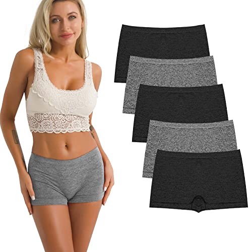 R RUXIA Damen-Boxershorts, nahtlose, Nylon, Unterwäsche, dehnbar, 5er-Pack, B004, XXL von R RUXIA