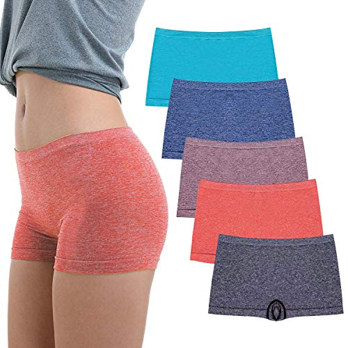 R RUXIA Damen-Boxershorts, nahtlose, Nylon, Unterwäsche, dehnbar, 5er-Pack, XXL von R RUXIA